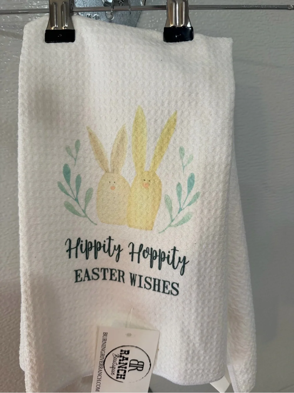 'Hippity Hoppity' White Easter Kitchen Towel